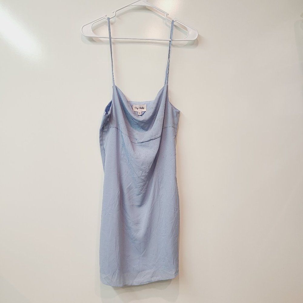 Cry Baby Mini Dress Light Blue Shimmer Juniors Medium